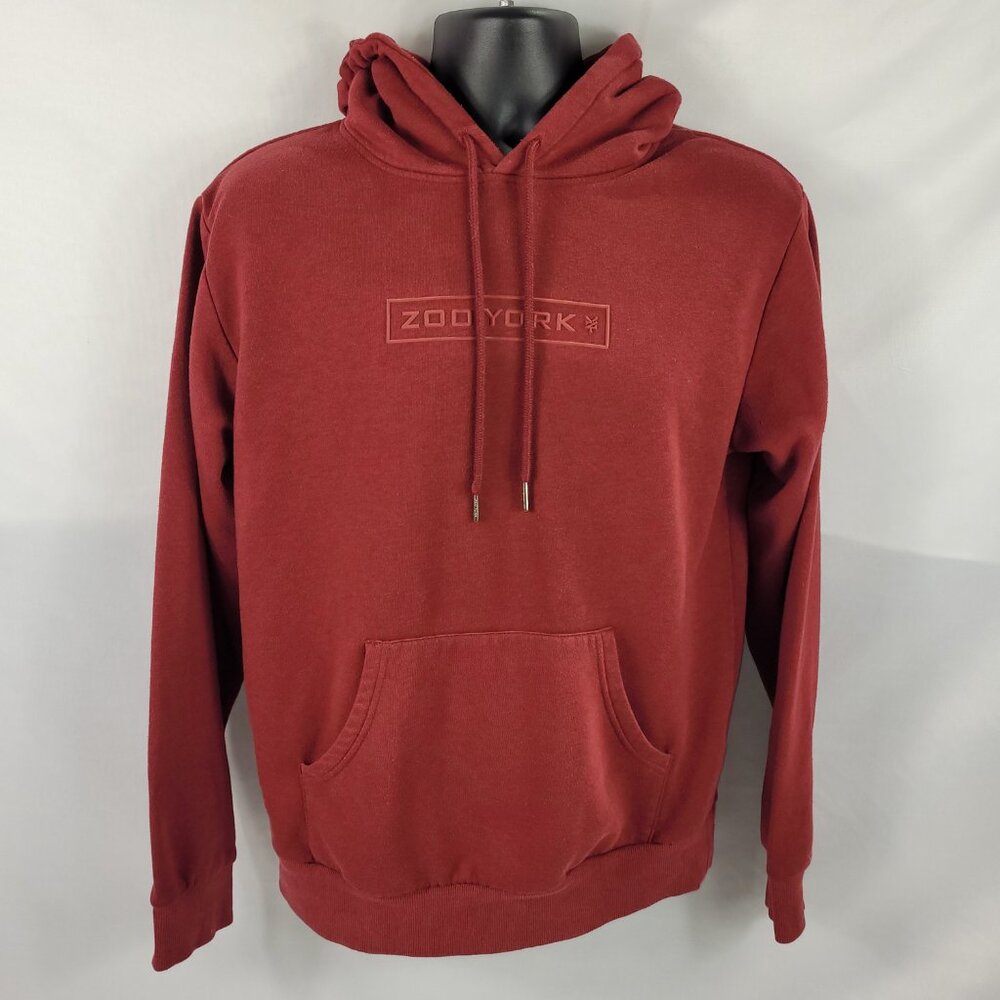 Zoo York Pullover Skateboard Hoodie Burgundy Hooded Sweatshirt Mens size Small